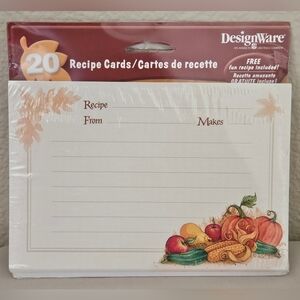 Black Recipe Cards with Harvest Theme - 20 Pack NWT